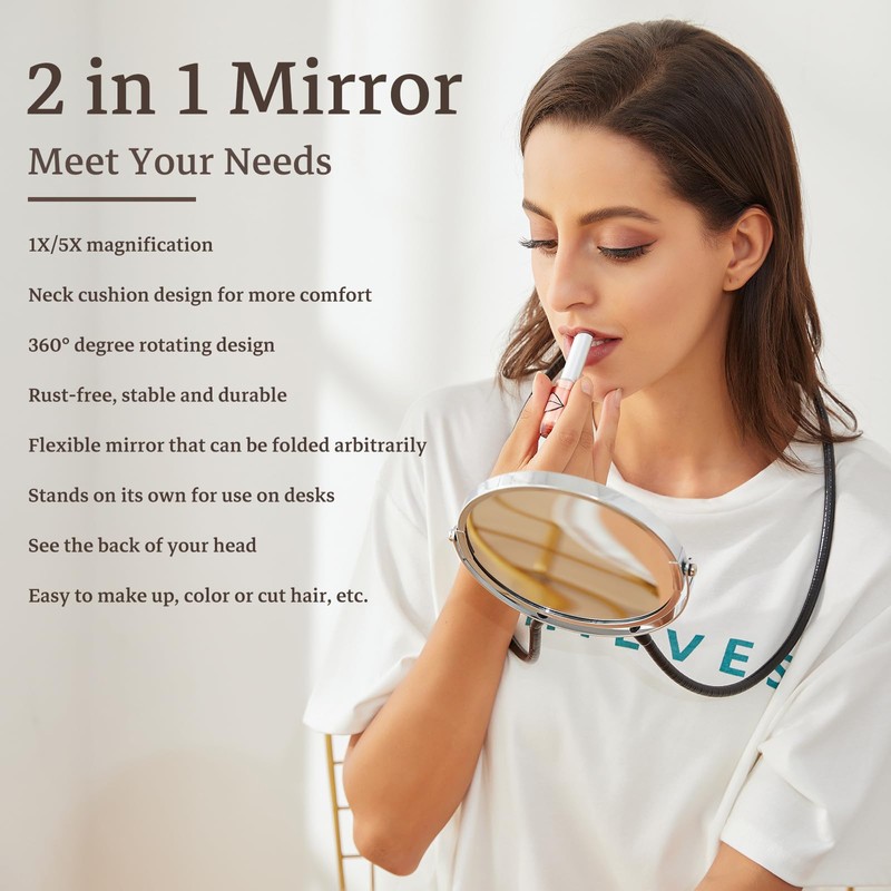 GRANDECO Double Sided Mirror, Standard Viewing and 5X Magnification, Mirror'