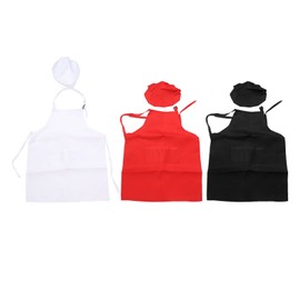 3 Set Kids Apron and Chef Hat Red Black White Cute Comfortable Stretchy Polyester Kids Cooking Costume Set