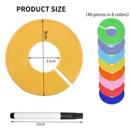 gaoduanluoluo Pack of 40 Clothes Hangers, Size Dividers, Size Finder for Baby Clothes, Clothes Rack, Round Divider for Clothing Size Differentiation, Clothing Store (Colourful)