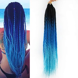6 Packs Box Braids Crochet Hair Crochet Box Braids Pre-looped Synthetic Hair Crotchet Box Braids Hair 22 Inch (ombre blue, 22inch) …