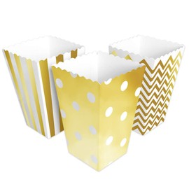 BangShou Pack of 60 Popcorn Bags, Candy Containers, Popcorn Box, Party Bags for Popcorn, Salt Sticks and Candy Bar (Gold)