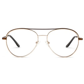 Zeelool Readers Aviator Blue Light Blocking Reading Glasses with Standard Anti-Reflective Coating Lens for Men ZJGM977572-02（Gold，1.25）