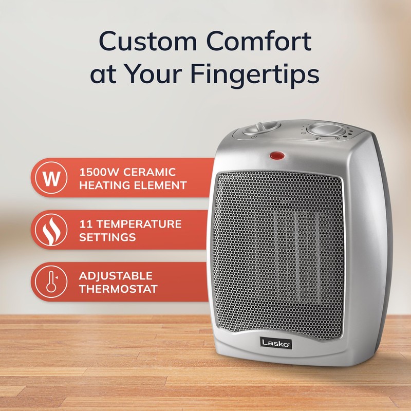 Lasko Desktop Electric Ceramic Space Heater with Adjustable Thermostat, 2