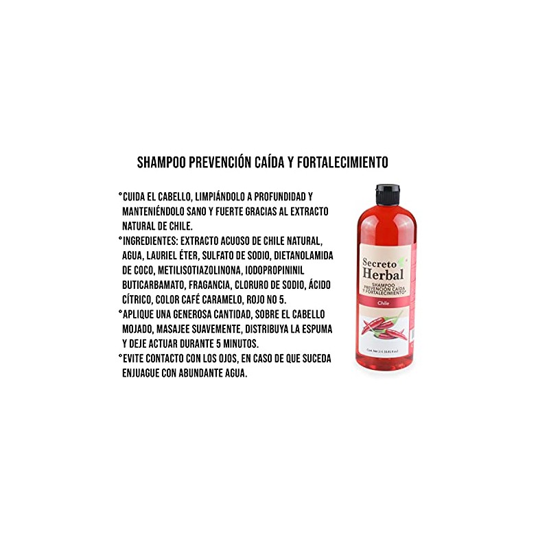 Secreto Herbal Shampoo Prevención Caída y Fortalecimiento con Chile 1