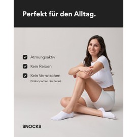 Snocks Footie Socks for Men and Women, Pack of 6, Invisible Trainer Socks, Size 35–54/UK 3.5–19, 2x black, 2x white, 2x grey.