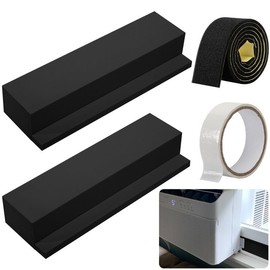 moonoom 2 Pack Air Conditioner Foam Block, Window AC Side Foam Block Kit with Foam Strip and Tape, Insulated Foam Panel for U-Shaped AC Units Prevent Air Leakage Summer Winter (Black)