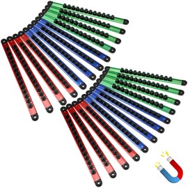 Ceenna 24 Piece Magnetic Socket Organizer Set, Heavy Duty Socket Holder, Sockets Rack Kit with 1/4-inch x 14 Clips, 3/8-inch x 14 Clips, 1/2-inch x 12 Clip, Gift for Men, Red, Blue and Green