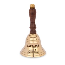 NKlaus Captain's Bell 13 cm Brass Gold Engraved Hand Bell Service Bell 14627