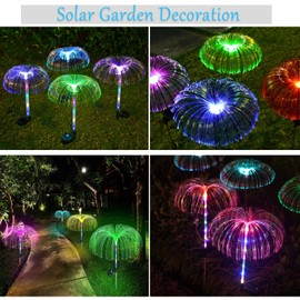 XRR Solar Lights for Outdoor Garden, Pack of 4 Solar Lights, Jellyfish, Colour Changing Solar Garden Light, Lights, Waterproof Solar Fibreglass Lamp for Christmas Day, Patio, Lawn and Patio