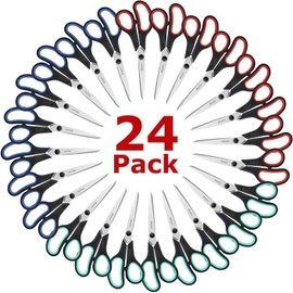 iBayam School Office Scissors Bulk, Set of 24-Pack, 8" All Purpose Sharp Scissors with Comfort-Grip Handles for High/Middle School Student Teacher, Office Home Sewing Fabric Supplies, for Right Left Handed