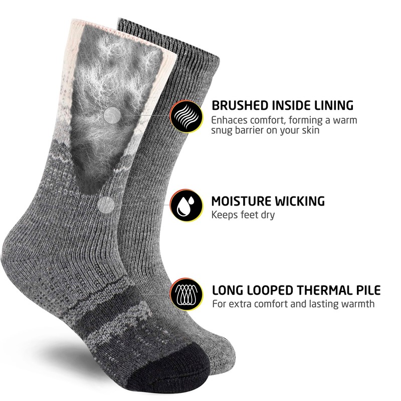 HOT FEET Thermal Socks for Men, Extreme Cold Weather, 2/4