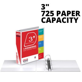 3 Ring Binder, 3" Angle D Ring Heavy Duty Binder with Pockets for 8.5" x 11" Sheet Size, Durable Non-Stick Customizable Clear View Cover (White)