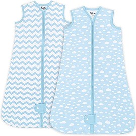 Comfy Cubs Sleep Bag, Sack for Baby, 2 Pack, Breathable Wearable Blanket Swaddle for Newborns and Toddlers, Cute and Comfortable Onesie, Cotton Softness (Blue, Medium)
