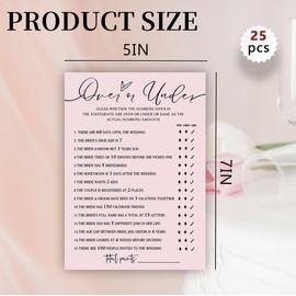 Tsunerrorami Bridal Shower Games, Over or Under, 25Pcs Minimalist Blush Pink Bridal Game Cards, Wedding Shower Games for Guests, Engagement Bachelorette Party Supplies
