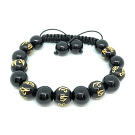 Zebredellas Bracelet Om Mani Padme Hum Black Onyx prayer beads