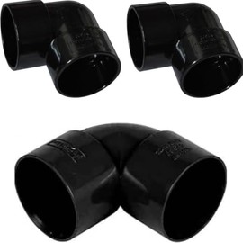 Solvent Black Waste Pipe 90-Degree Knuckle Bend Fitting, 50mm, Pack of 3