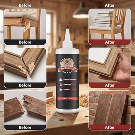 Meuvcol - Pegamento de madera transparente, resistente a la intemperie y fuerte para carpintería, muebles y manualidades, en botella de precisión de 5