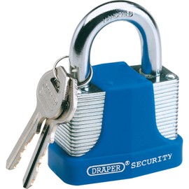 Draper 64180 Laminated Steel Padlock and 2 Keys with Hardened Shackle/Bumper 40 mm,Blue
