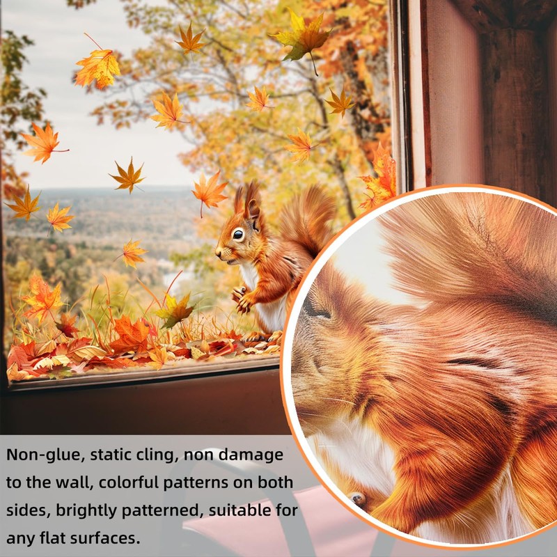 Autumn Maple Leaf Window Clings – Double-Sided Thanksgiving Tree Branches