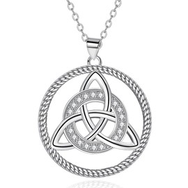 Micory Women's Necklace 925 Sterling Silver Celtic Chain Vintage Pendant Valentine's Day Mother's Day Birthday Gift for Mum Wife Girlfriend, Sterling Silver