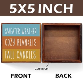 Rustic Fall Decor Autumn Desk Decor Wooden Box Sign Office Home Farmhouse Kitchen Bedroom Dining Room Decor Wood Square Box Sign for Table Bookshelf Tiered Tray Wall Decor Thanksgiving Christmas