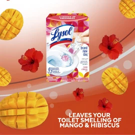Lysol Click Gel Automatic Toilet Bowl Cleaner, Toilet Gel Stamp, Toilet Freshener, Bathroom Essentials, Refreshing Mango & Hibiscus Scent, 6 Count (Pack of 1)