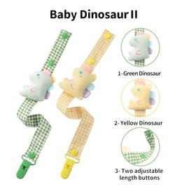 CutiePlusU - Clip para chupete para adultos, tamaño adulto, 2 unidades, dinosaurios para bebé, 2 unidades