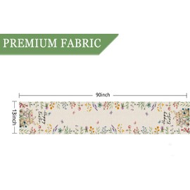 GPGHE Happy Easter Table Runner Bunny Floral Butterfly Spring Holiday Farmhouse Kitchen Indoor Outdoor Decoration 13 x 90 Inch