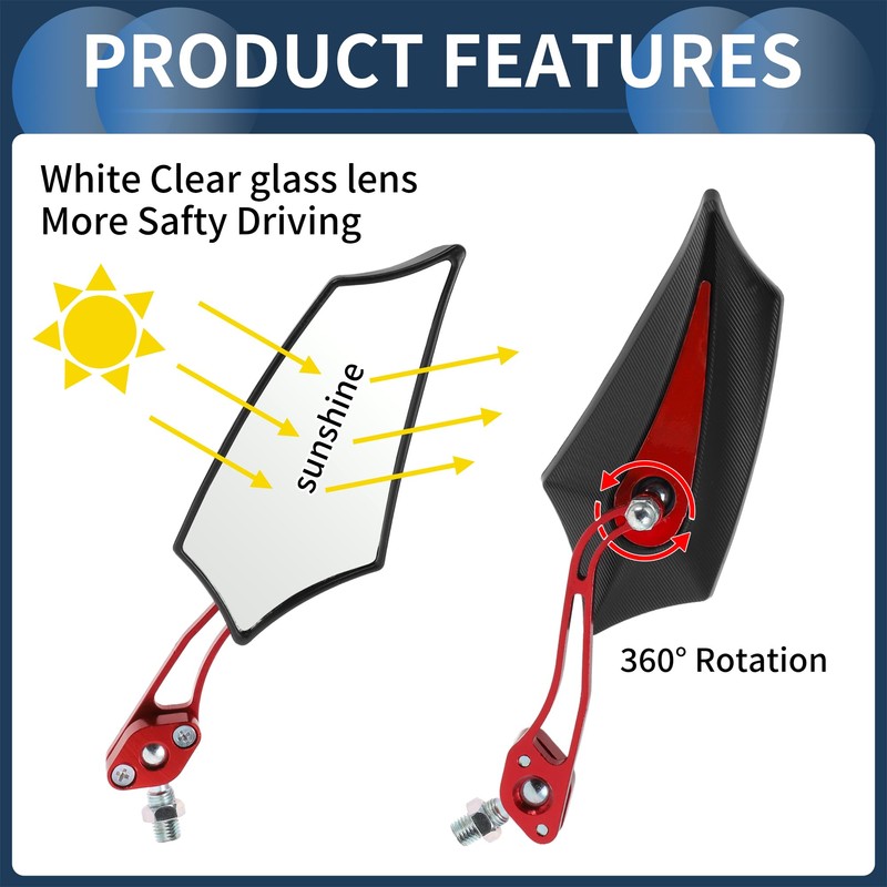 INFINAUTO Motorcycle Rear View Mirrors Motorcycle Rear View Mirrors Aluminum