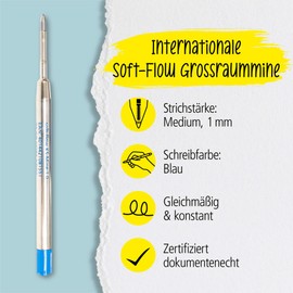 ONLINE 40083/3 Soft-Flow Kugelschreiber Ersatzmine, Großraum Mine mitSpezial-Soft-Paste,StrichstärkeM(medium),dokumentenecht,1Stück,Kugelschreibermineinblau