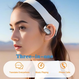 AI OWS Language Translator Earbuds Real Time, Supports 144 Languages, Earphone 3-in-1 Accents，Headphones Language Earbud Translators Bluetooth & APP for Travel, Business, and Learning（Black）