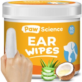 Paw Science Dog Ear Cleaner Wipes – Finger Wipes for Dogs & Cats – Cleaning, Soothing, & Deodorizing Itchy Ears – Pet Ear Relief Solution (Coconut)