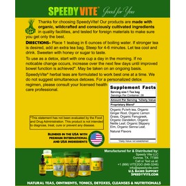 SpeedyVite Colon LifeBoost Tea Detox and Cleanse - Organic Pu'er Tea with Ginger, Lemongrass - for Increased Colon Health and Function