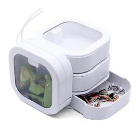 Piuluvor® 4 Pcs Haargummi Organizer Box Tragbarer Reise-Qtip-Halter Weiß Haargummi Aufbewahrung Box Kleiner Aufbewahrungsbox mit Hängendem Seil für Wattestäbchen Haargummis Haarseile