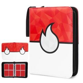 Card Binder Gem Card Holder Album Trading Cards Holder Zipper Polygonal Abstract Binder for Collection (Red, 400 Pocket)