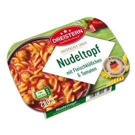 DREISTERN Pasta Pot with Meatballs and Tomatoes 280 g | Homemaker Snack | Quick and Easy Prepared