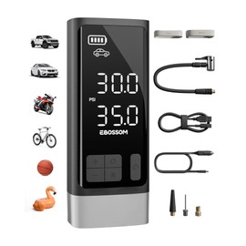 Portable Tire Inflator with Dual-Cylinder, 5 x Fast Inflation Car Air Compressor with Memory Function, 150PSI Cordless Tire Inflator Rechargeable with Battery,12V DC for Pickup Car, Moto, Bikes, Balls