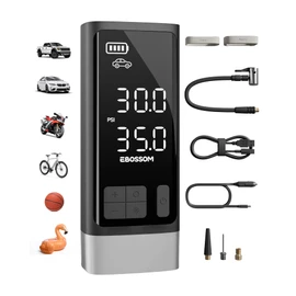 Portable Tire Inflator with Dual-Cylinder, 5 x Fast Inflation Car Air Compressor with Memory Function, 150PSI Cordless Tire Inflator Rechargeable with Battery,12V DC for Pickup Car, Moto, Bikes, Balls