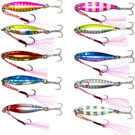 OHF Metal Jig Set Micro Jig Set 3g 5g 7g 10g 15g with Assist Hooks 10pcs Set (7g /10pcs)