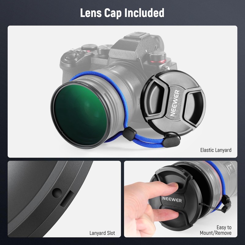 NEEWER 82mm CPL Filter with Lens Cap, Ultra Slim Multi