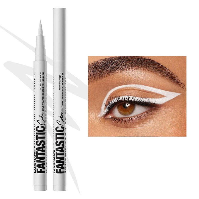 MIRUOKOU マルチカラー アイライナー 12色リキッド カラーアイライナー、極細、防水性と防汗性、長持ち、初心者向け- 01#白