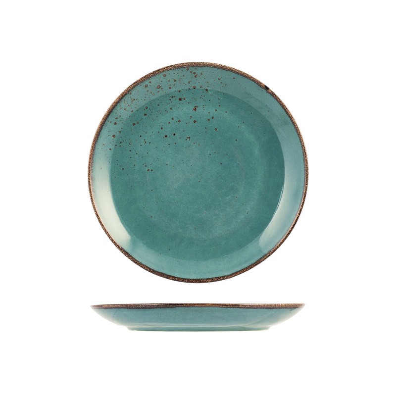 H & H Set of 6 Piatti Piani Reactive Azzurro