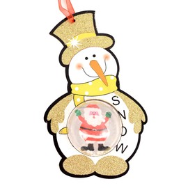 BG(0002698761) Gold Glitter Christmas Snowman Ornament Decoration + Santa Snow Dome