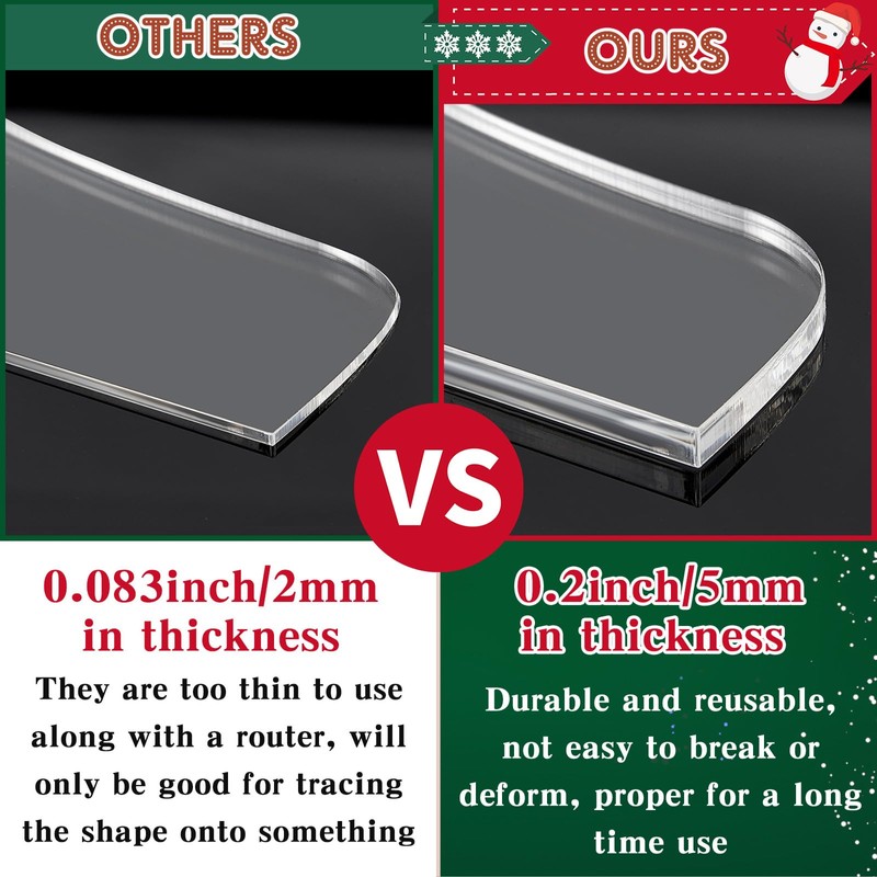 Maitys 3 Pcs Christmas Acrylic Router Templates for Woodworking 10