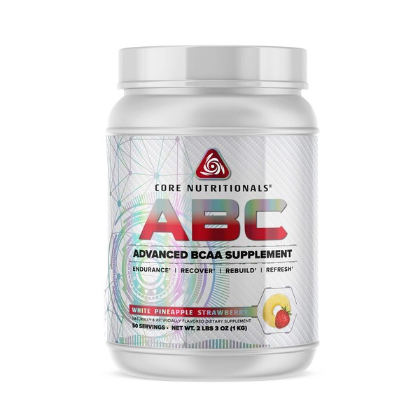 Core Nutritionals Platinum ABC Advanced Intra-Workout BCAA Supplement with 2.5 G Beta Alanine, Citrulline Malate to Increase Endurance and Performance, 50 Servings (White Pineapple Strawberry)
