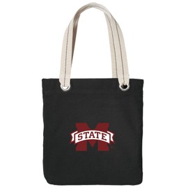 Mississippi State University Tote Bag RICH COTTON CANVAS MSU Bulldogs Bags Black