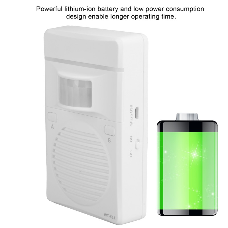 WT‑X11 Rechargeable Sensor Detector Voice Reminder Doorbell Sound Speaker 110‑240V