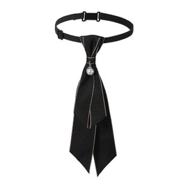 CIATBYYJ Pearl Bow Ties for Women, Adjustable Black Women Tie with Artificial Pearls and Apricot Trim, Pre-Tied Girls Uniform Necktie, for School Party Work Business Leisure Formal Graduation