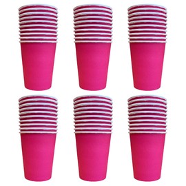 Kissymix Pink Paper Cups 60 Colourful Disposable Paper Party Cups - Bright Pink Cups for Birthdays, Parties and Celebrations