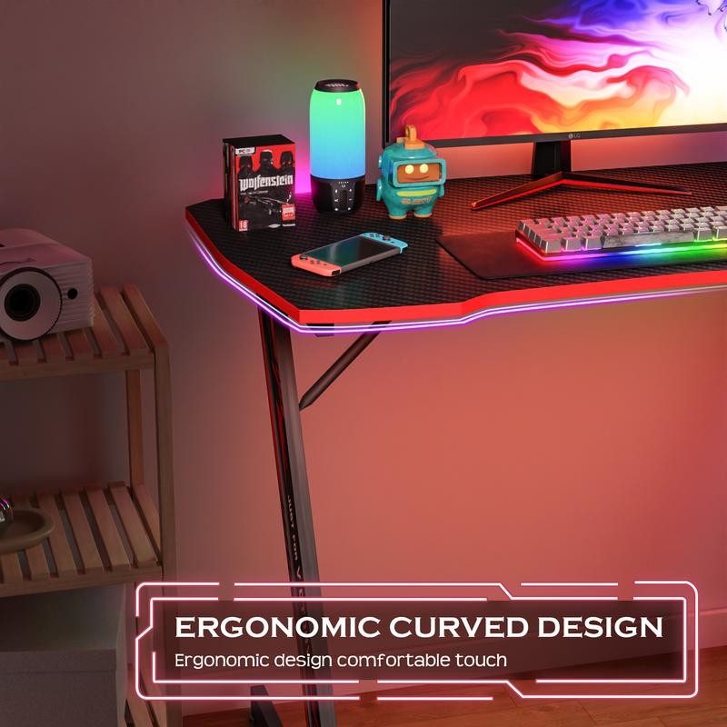 39.4 Inch Gaming Desk Z Shaped Carbon Fiber Surface Desktop